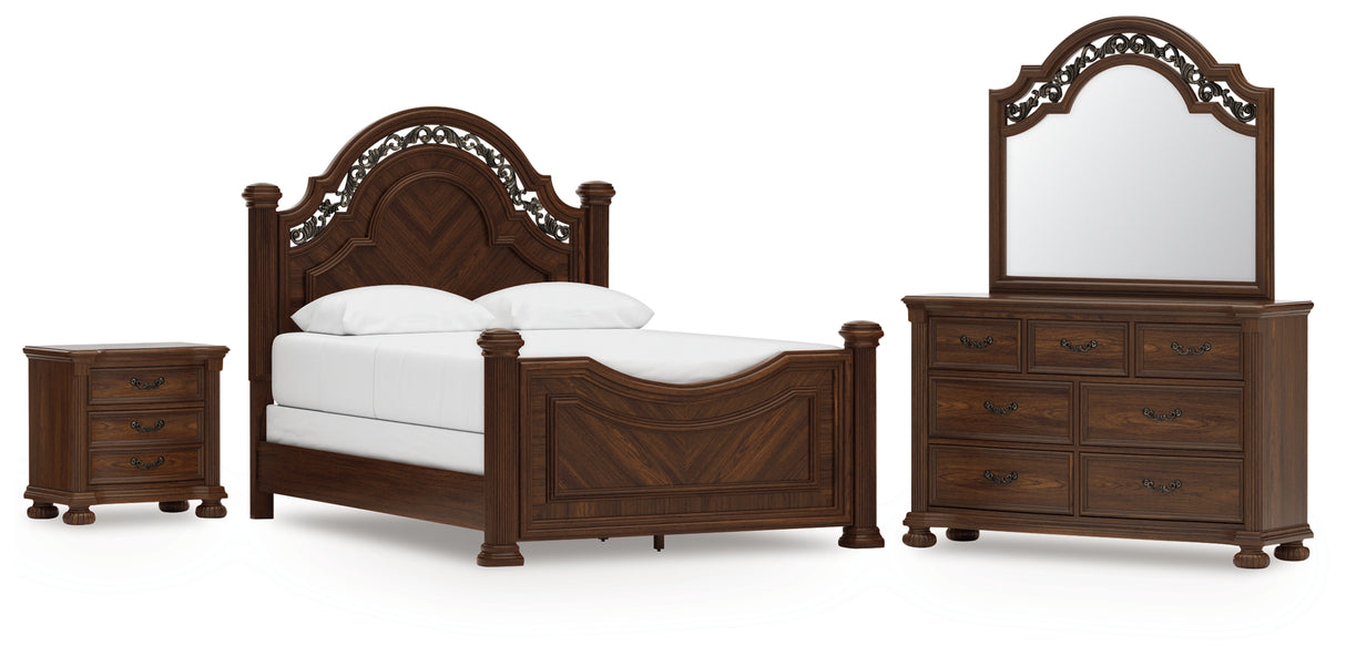 Lavinton Queen Poster Bed, Dresser, Mirror and Nightstand (Bed Size: Queen)