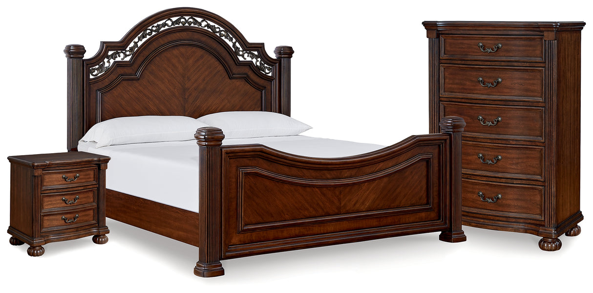 Lavinton Queen Poster Bed, Chest and Nightstand