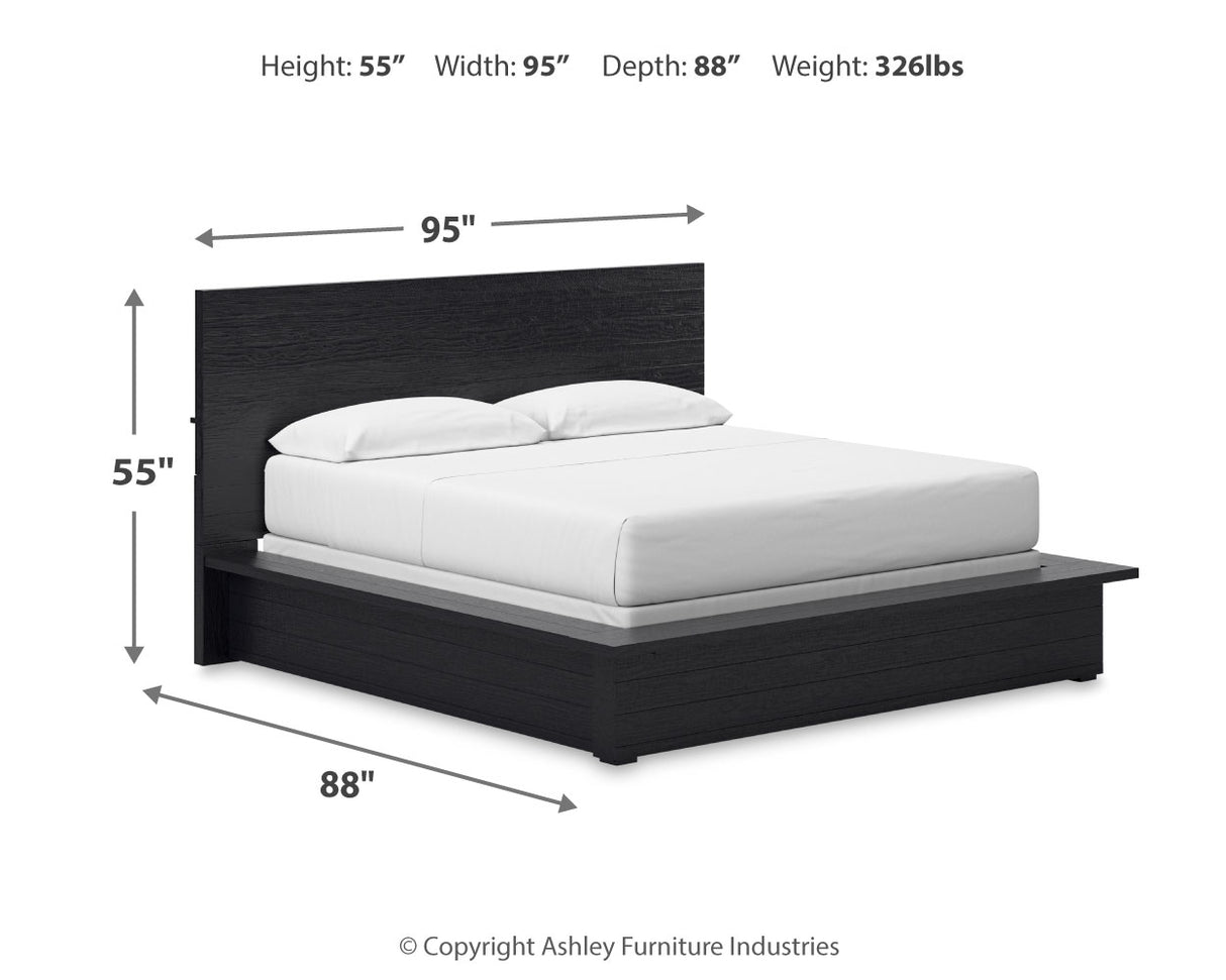 Londer 5-Piece California King Panel Bed with Mirrored Dresser and Chest (King/California King Panel Headboard, California King Panel Footboard with Rails, Dresser, Bedroom Mirror, Chest of Drawers)