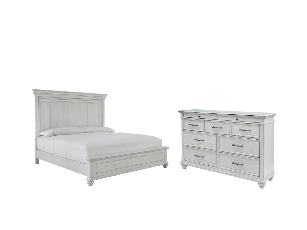 Kanwyn 4-Piece Queen Panel Bed with Dresser (Queen Panel Footboard, Queen Panel Headboard, Queen Panel Rails, Dresser)