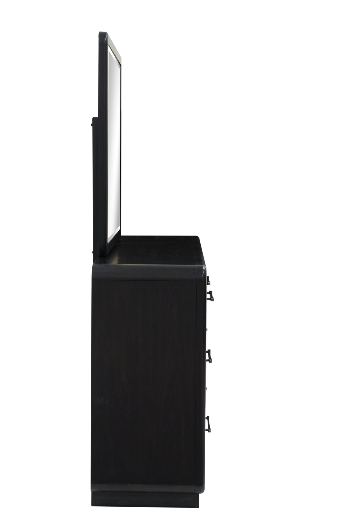 Rowanbeck 6-Piece King Upholstered Panel Bed with Mirrored Dresser, Chest and Nightstand (King Upholstered Panel Footboard with Rails, King/California King Upholstered Panel Headboard, Dresser, Bedroom Mirror, Chest of Drawers, Nightstand)