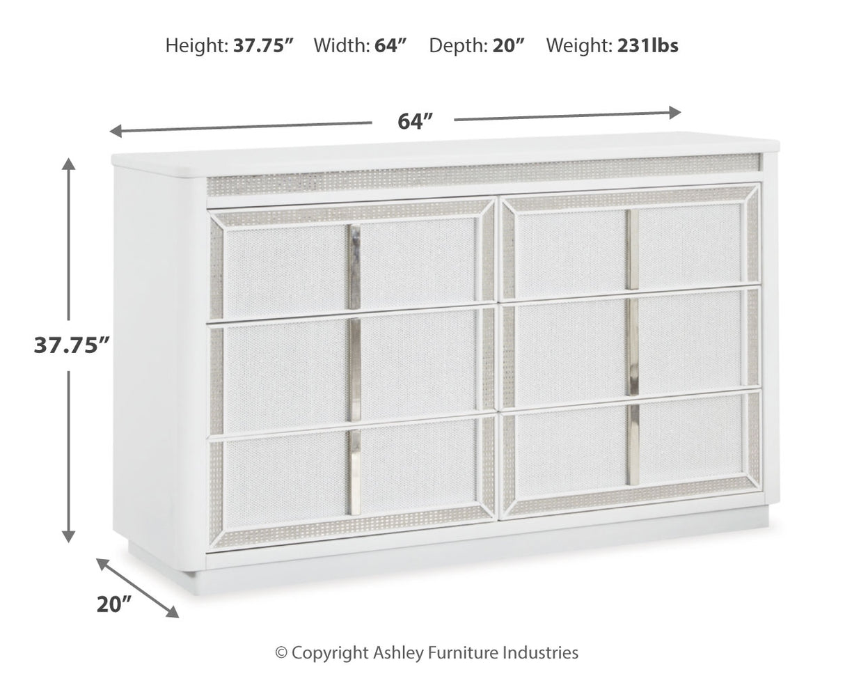 Chalanna 4-Piece California King Upholstered Storage Bed with Dresser (King/California King Storage Footboard with Roll Slats, King/California King Upholstered Panel Headboard, California King Rails, Dresser)