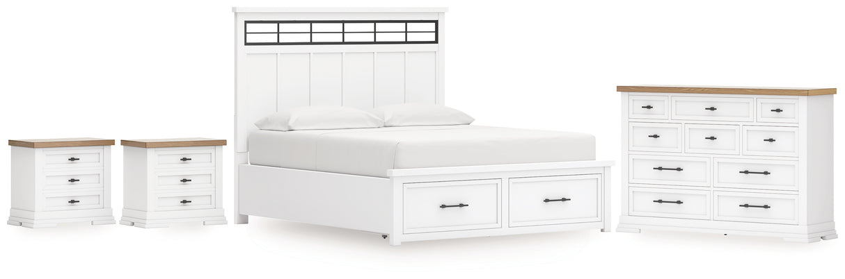Ashbryn 6-Piece California King Panel Storage Bed with Dresser and 2 Nightstands (King/California King Storage Footboard, King/California King Panel Headboard with Roll Slats, California King Panel Rails, Dresser, Nightstand, Nightstand)
