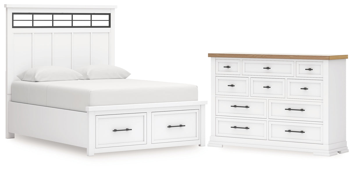 Ashbryn 4-Piece King Panel Storage Bed with Dresser (King/California King Storage Footboard, King/California King Panel Headboard with Roll Slats, Queen/King Panel Rails, Dresser)