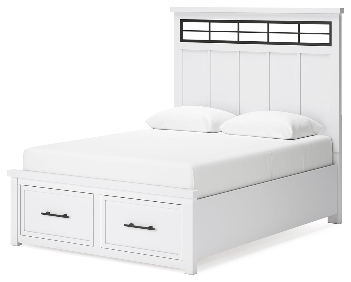 Ashbryn 7-Piece Queen Panel Storage Bed with Mirrored Dresser and 2 Nightstands (Queen Storage Footboard, Queen Panel Headboard with Roll Slats, Queen/King Panel Rails, Dresser, Bedroom Mirror, Nightstand, Nightstand)
