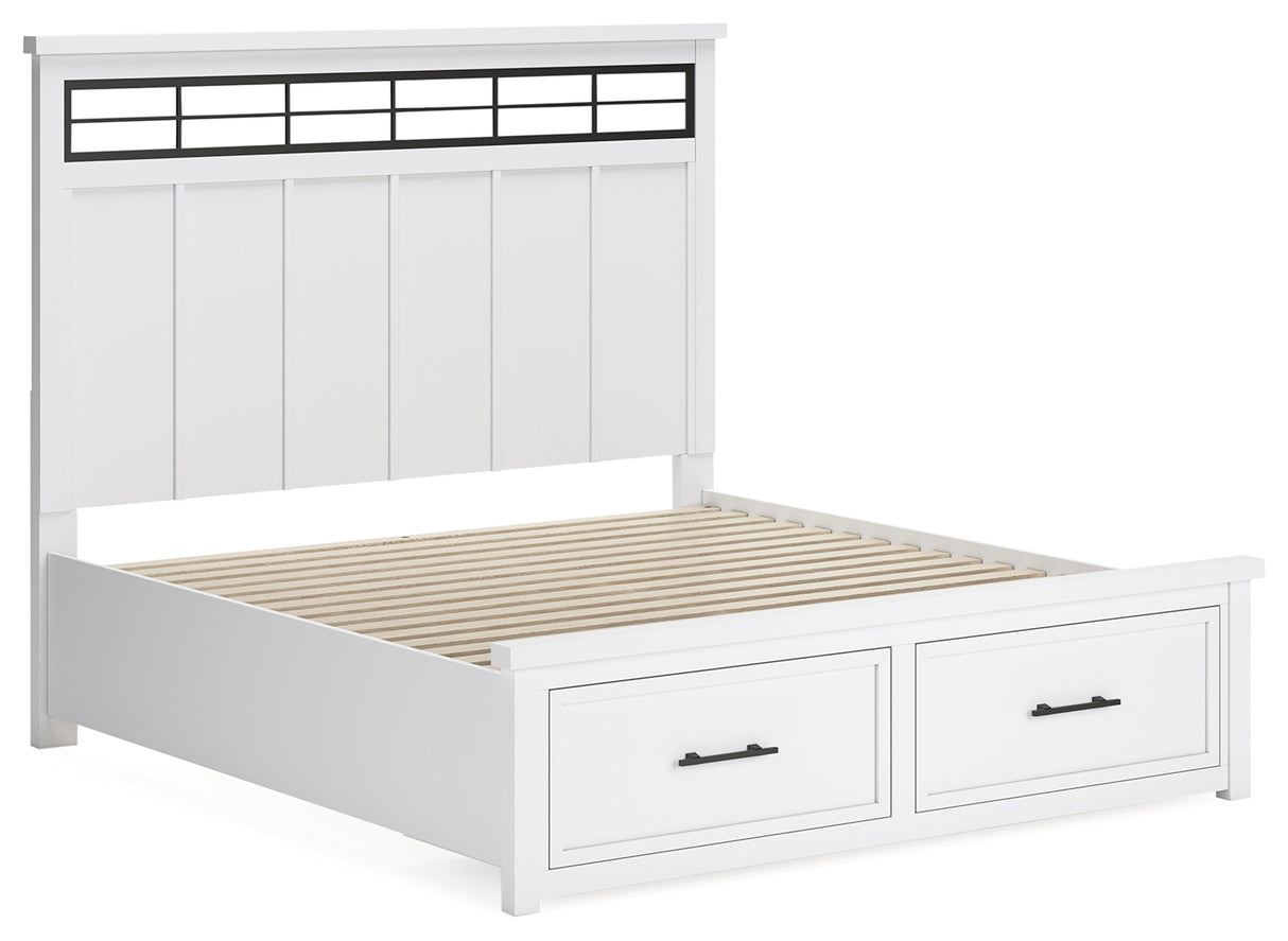 Ashbryn 7-Piece King Panel Storage Bed with Mirrored Dresser and 2 Nightstands (King/California King Storage Footboard, King/California King Panel Headboard with Roll Slats, Queen/King Panel Rails, Dresser, Bedroom Mirror, Nightstand, Nightstand)