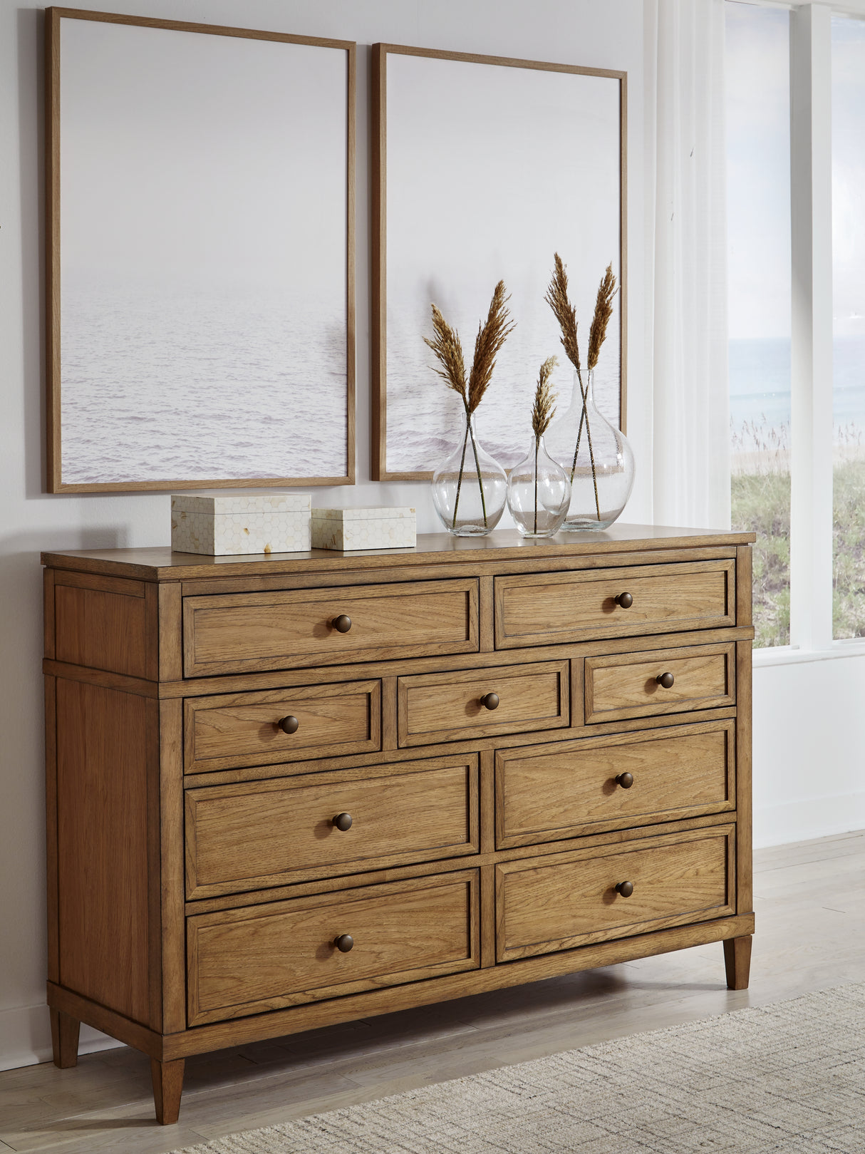 Sharlance 5-Piece King Upholstered Panel Bed with Dresser and 2 Nightstands (King/California King Upholstered Panel Footboard/Rails/Slats, King/California King Upholstered Panel Headboard, Dresser, Nightstand, Nightstand)