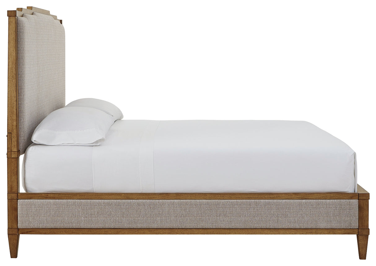 Sharlance 3-Piece King Upholstered Panel Bed with Dresser (King/California King Upholstered Panel Footboard/Rails/Slats, King/California King Upholstered Panel Headboard, Dresser)