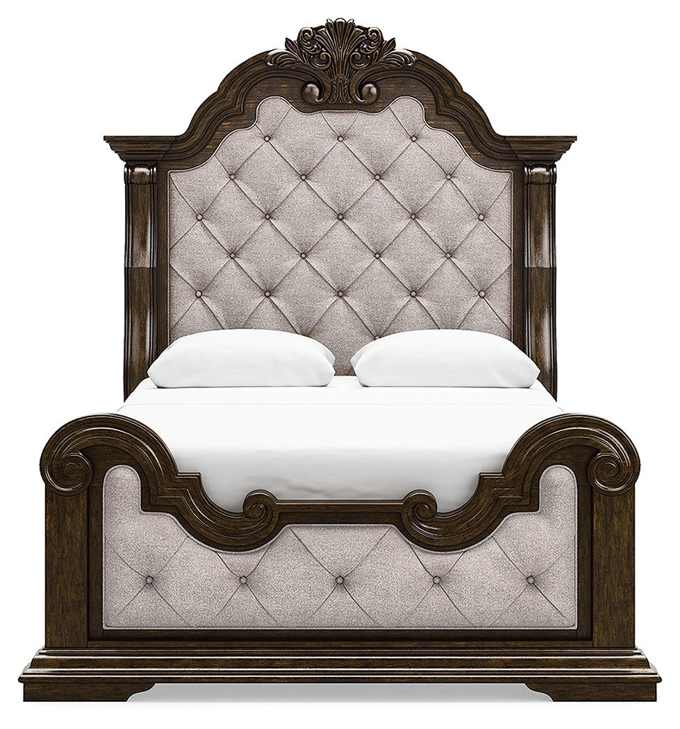 Maylee Queen Upholstered Bed, Dresser, Chest and Nightstand