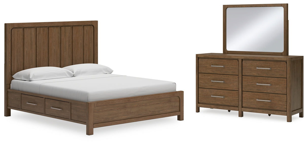 Cabalynn California King Panel Bed with Storage, Dresser and Mirror (Bed Size: California King)