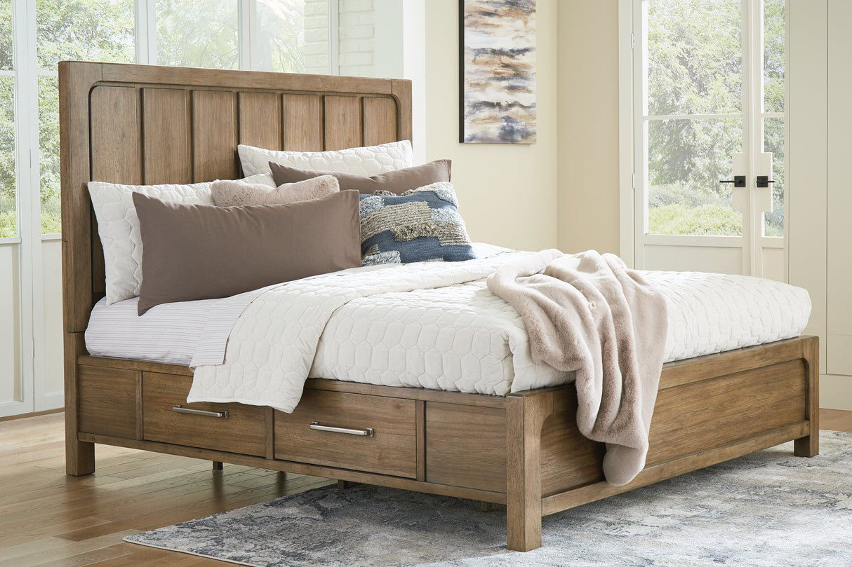 Cabalynn California King Panel Bed with Storage, Dresser and Mirror (Bed Size: California King)