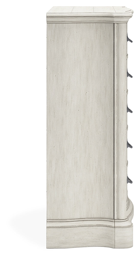 Arlendyne 6-Piece King Upholstered Bed with Mirrored Dresser and Chest (King/California King Upholstered Panel Footboard with Slats, King/California King Upholstered Panel Headboard, Queen/King Panel Rails, Dresser, Bedroom Mirror, Chest of Drawers)