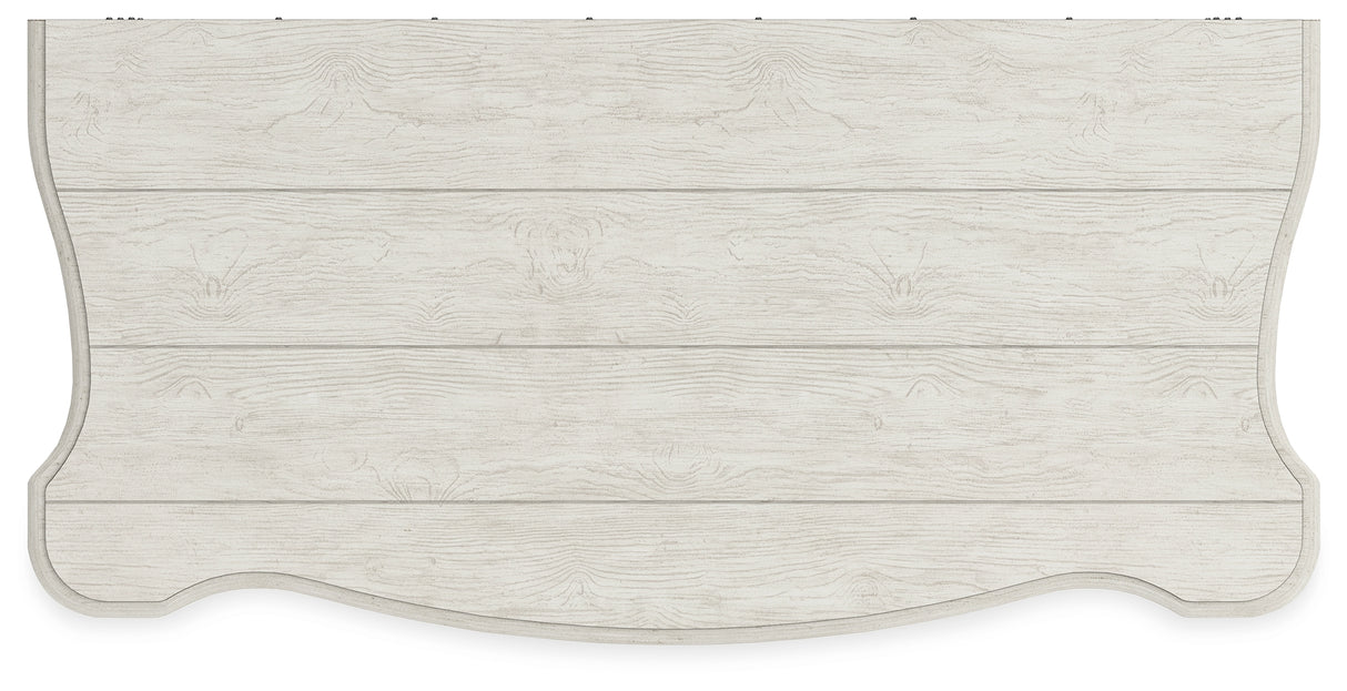 Arlendyne 6-Piece King Upholstered Bed with Mirrored Dresser and Chest (King/California King Upholstered Panel Footboard with Slats, King/California King Upholstered Panel Headboard, Queen/King Panel Rails, Dresser, Bedroom Mirror, Chest of Drawers)