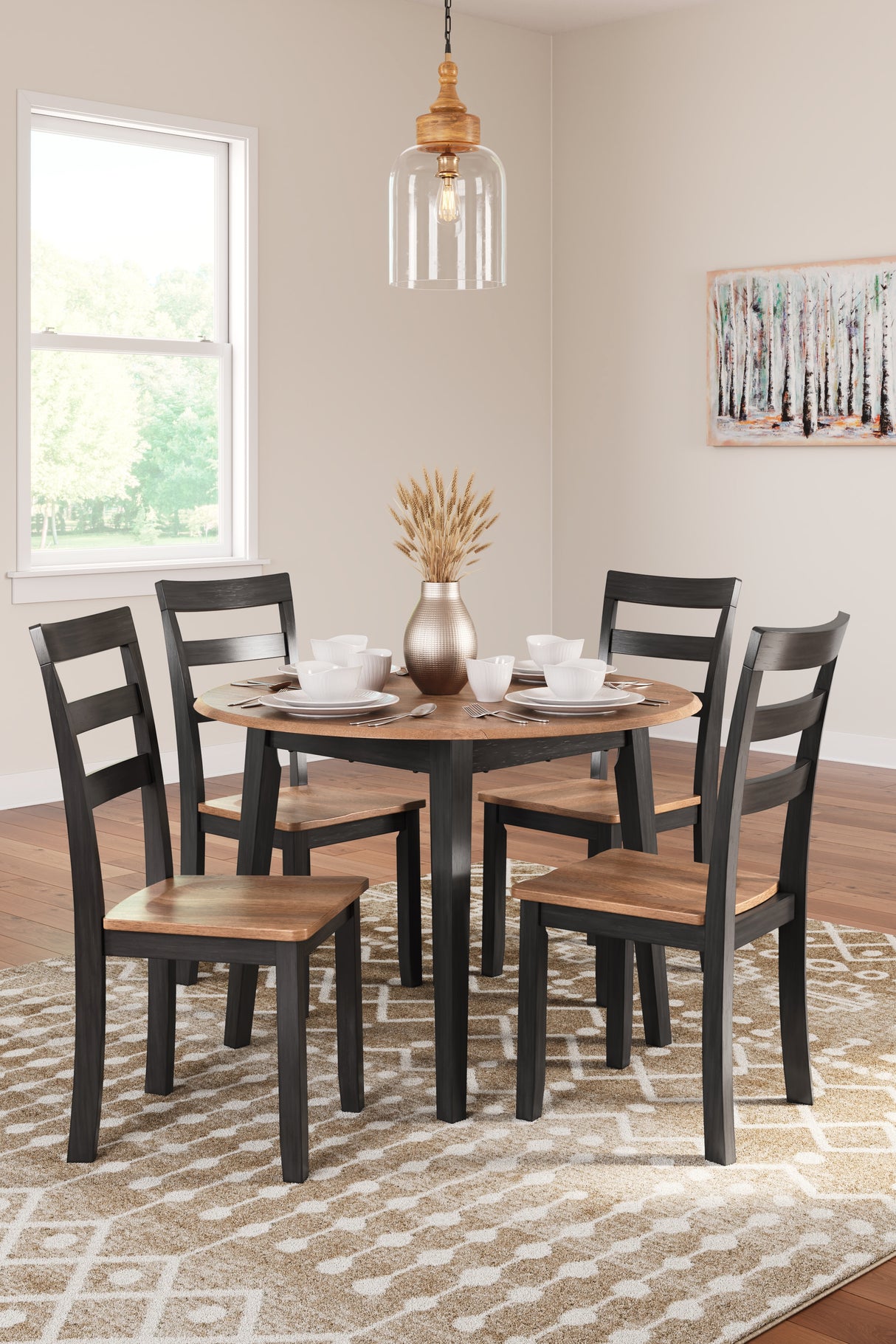 Gesthaven 5-Piece Dining Table and 4 Chairs (Dining Drop Leaf Table, Dining Chair, Dining Chair, Dining Chair, Dining Chair)