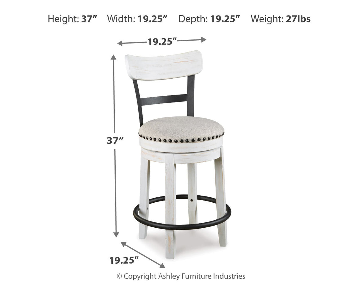 Valebeck Counter Height Bar Stool (Color: White, Barstool Height: Counter Height)