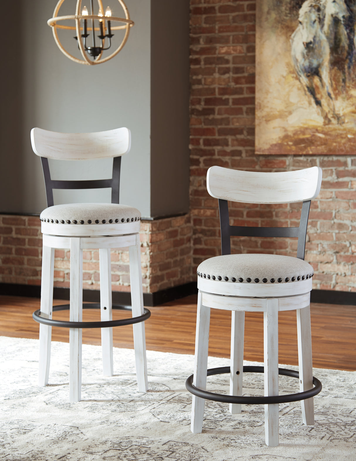 Valebeck Counter Height Bar Stool (Color: White, Barstool Height: Pub/Bar Height)