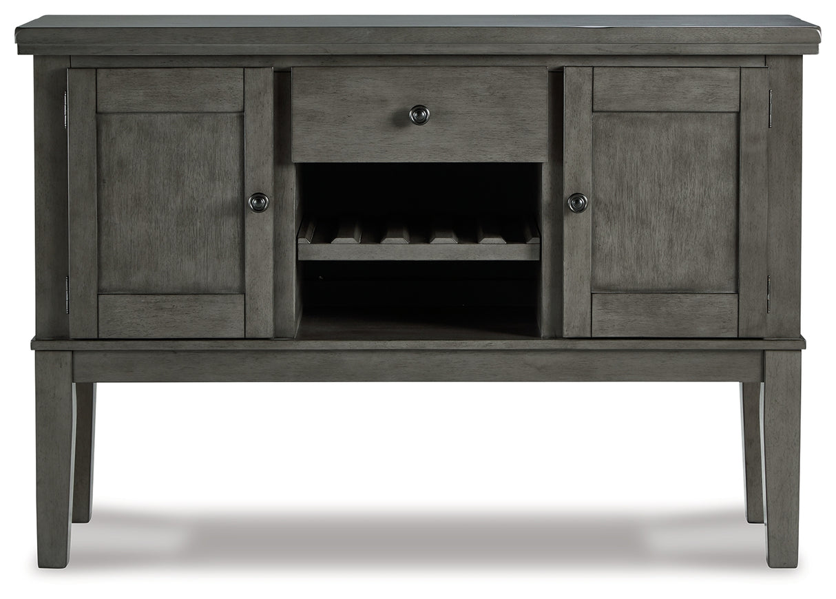 Hallanden 7-Piece Dining Table and 4 Chairs and Bench with Storage (Dining Extension Table, Dining Chair, Dining Chair, Dining Chair, Dining Chair, 50" Dining Bench, Dining Server)