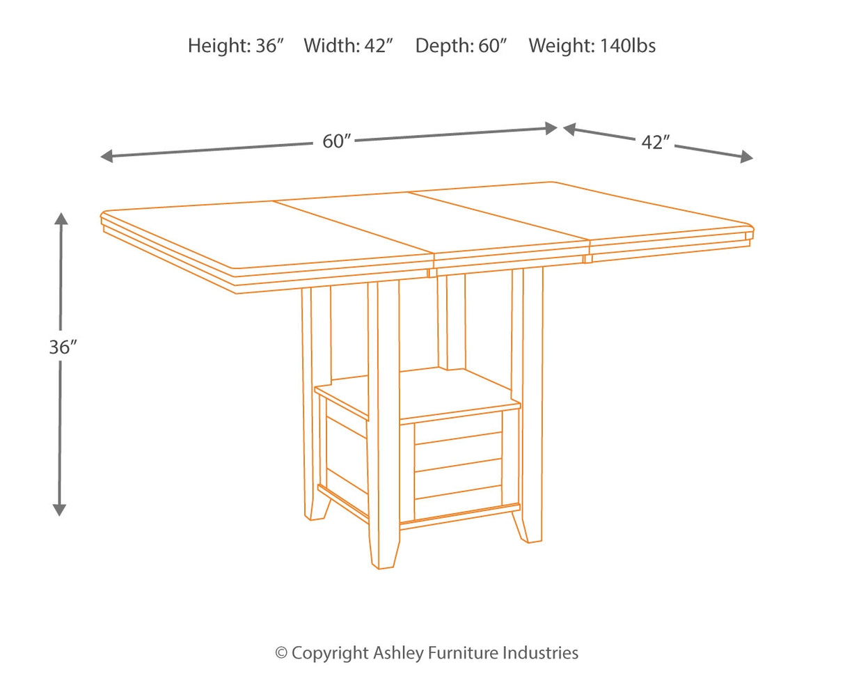 Haddigan Counter Height Dining Table, 4 Barstools and Server