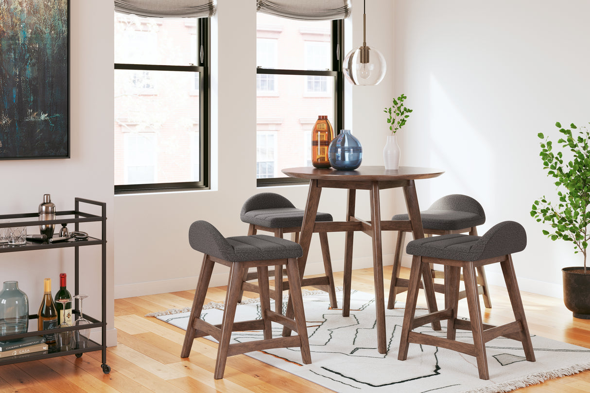 Lyncott Counter Height Bar Stool (Color: Charcoal/Brown, Barstool Height: Counter Height)