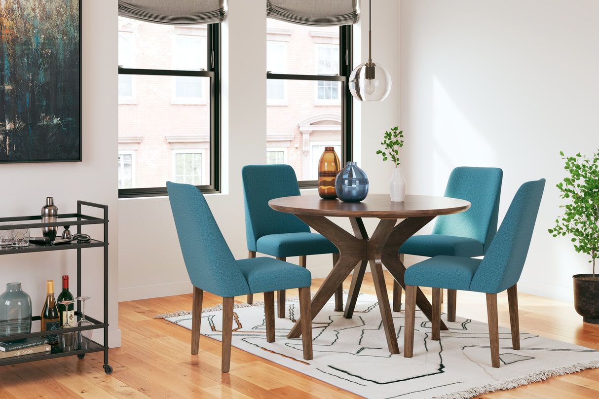 Lyncott Dining Chair (Color: Blue/Brown)