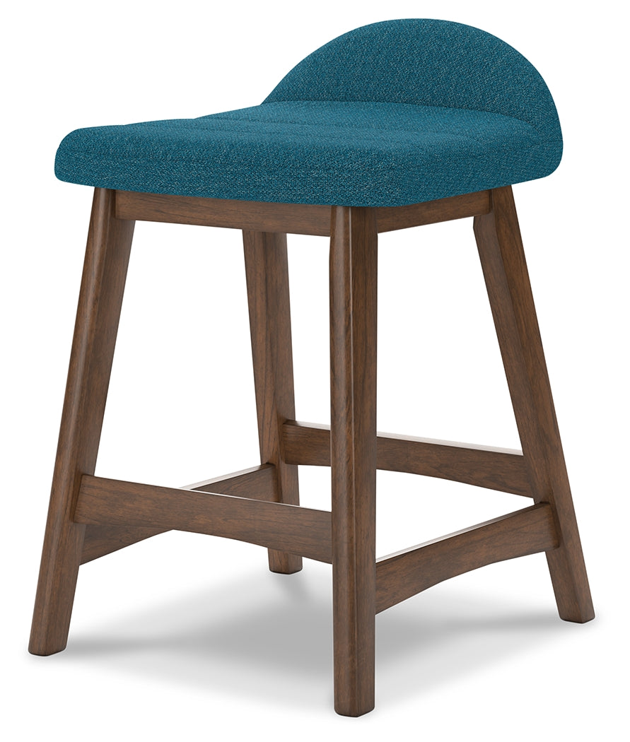 Lyncott Counter Height Bar Stool (Color: Blue/Brown, Barstool Height: Counter Height)