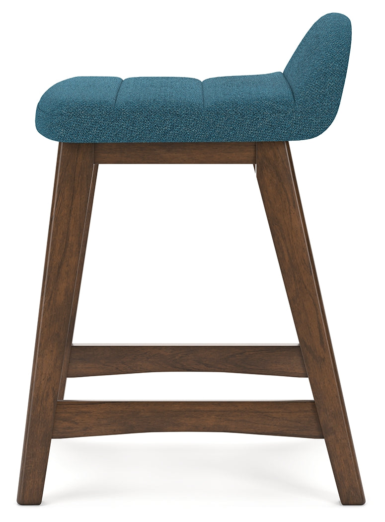 Lyncott Counter Height Bar Stool (Color: Blue/Brown, Barstool Height: Counter Height)