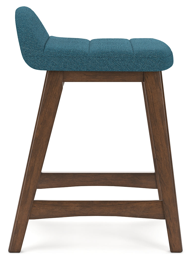 Lyncott Counter Height Bar Stool (Color: Blue/Brown, Barstool Height: Counter Height)