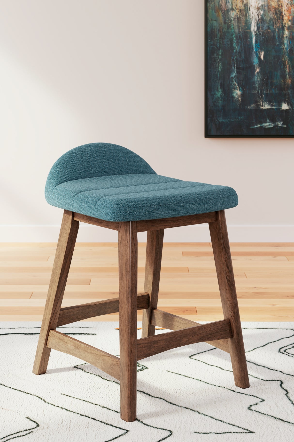 Lyncott Counter Height Bar Stool (Color: Blue/Brown, Barstool Height: Counter Height)