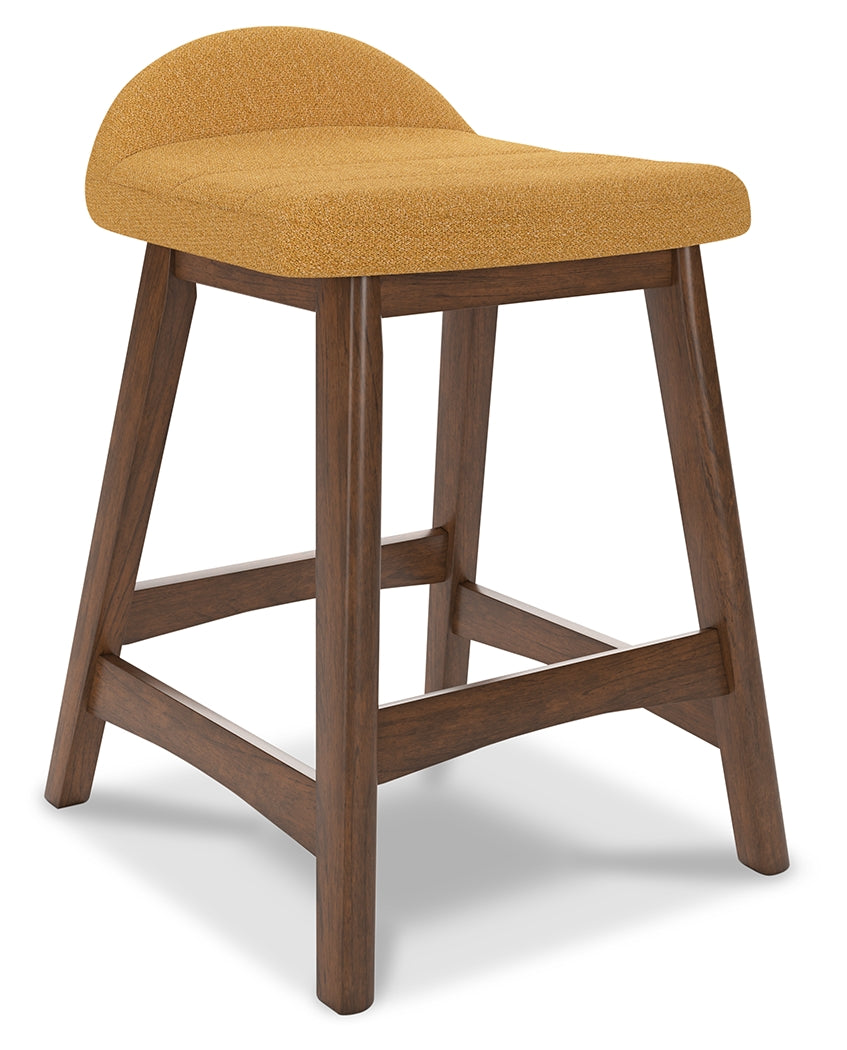 Lyncott Counter Height Bar Stool (Color: Mustard/Brown, Barstool Height: Counter Height)