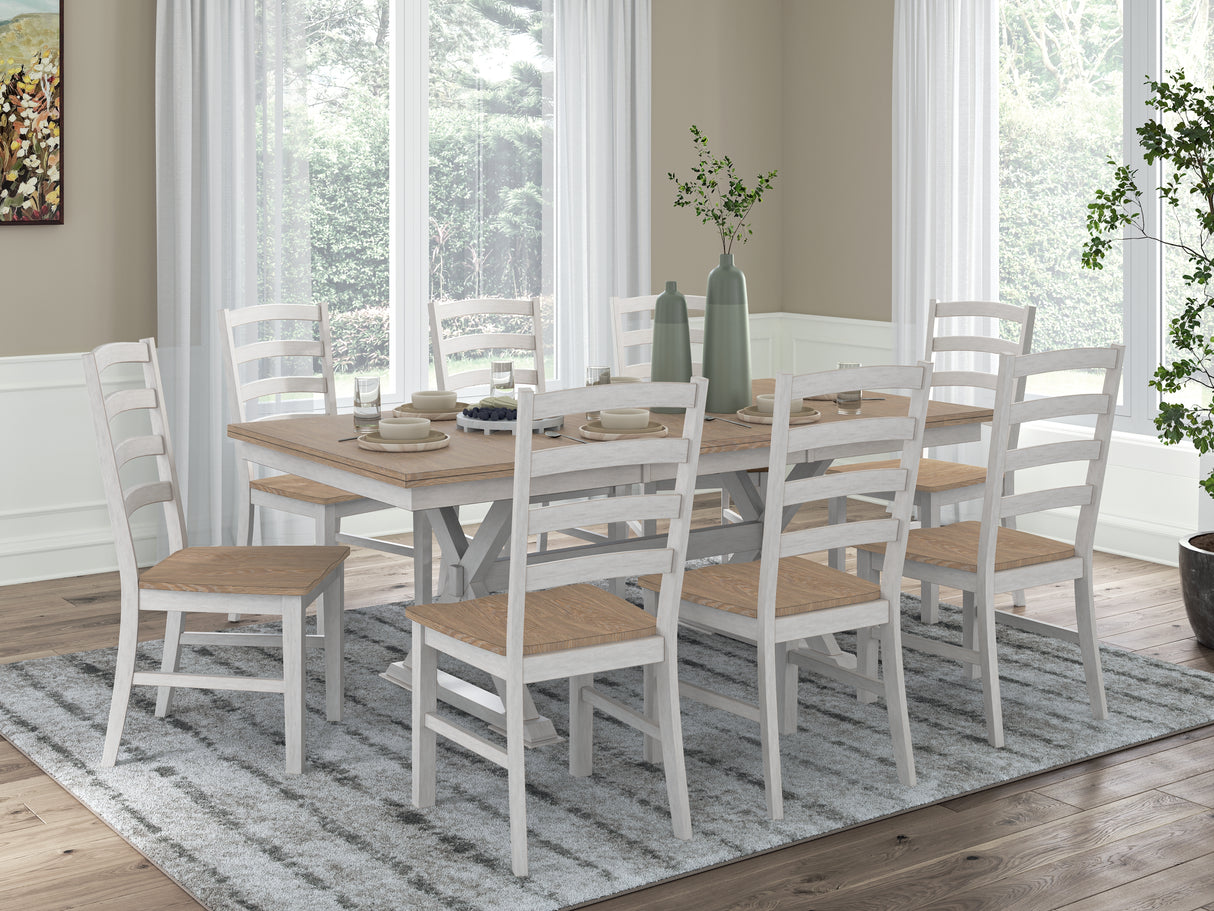 Purlaney 9-Piece Dining Table and 8 Chairs (Dining Butterfly Extension Table, Dining Chair, Dining Chair, Dining Chair, Dining Chair, Dining Chair, Dining Chair, Dining Chair, Dining Chair)