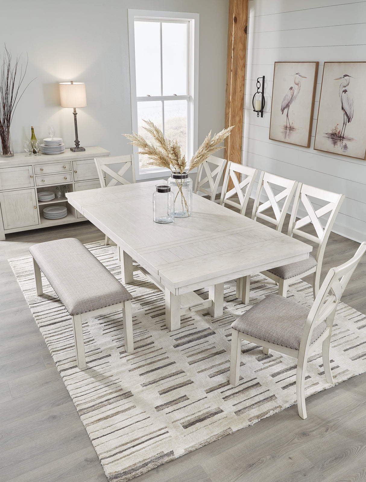 Robbinsdale 8-Piece Dining Table and 6 Chairs and Bench (48" Dining Bench, Dining Chair, Dining Chair, Dining Chair, Dining Chair, Dining Chair, Dining Chair, Dining Extension Table)