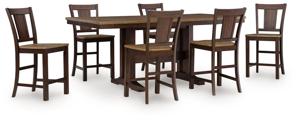 Rylandeen 7-Piece Counter Height Dining Table and 6 Barstools (Counter Height Dining Extension Table, Counter Height Barstool, Counter Height Barstool, Counter Height Barstool, Counter Height Barstool, Counter Height Barstool, Counter Height Barstool)