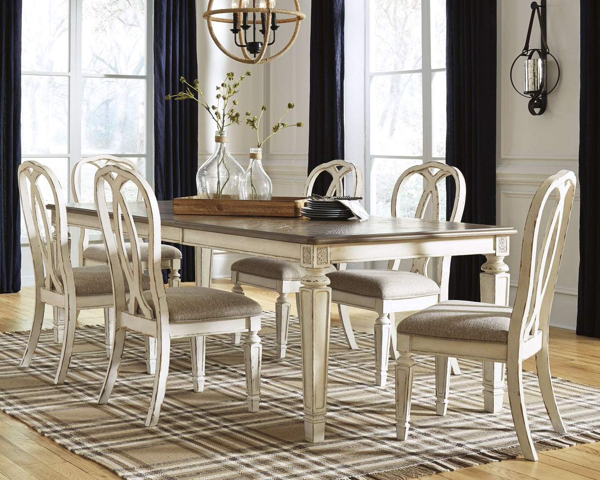 Realyn 7-Piece Dining Table and 6 Chairs (Dining Extension Table, Dining Chair, Dining Chair, Dining Chair, Dining Chair, Dining Chair, Dining Chair)