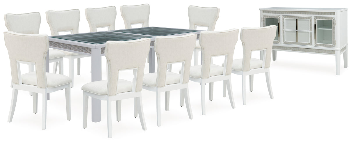 Chalanna 12-Piece Dining Table and 10 Chairs with Storage (Dining Extension Table, Dining Chair, Dining Chair, Dining Chair, Dining Chair, Dining Chair, Dining Chair, Dining Chair, Dining Chair, Dining Chair, Dining Chair, Dining Server)