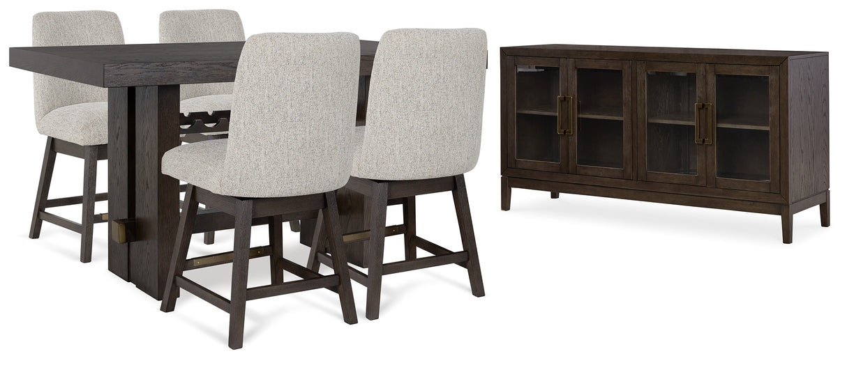 Burkhaus 6-Piece Counter Height Dining Table and 4 Barstools with Storage (Counter Height Dining Table, Counter Height Barstool, Counter Height Barstool, Counter Height Barstool, Counter Height Barstool, Dining Server)