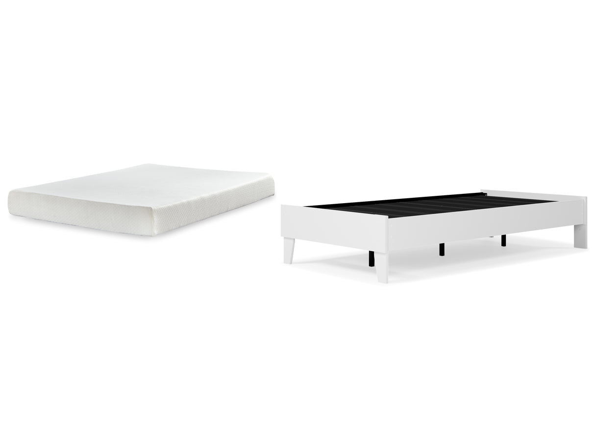 Piperton 2-Piece Twin Platform Bed with Mattress (Twin Platform Bed, Chime 8 Inch Memory Foam Twin Mattress in a Box)