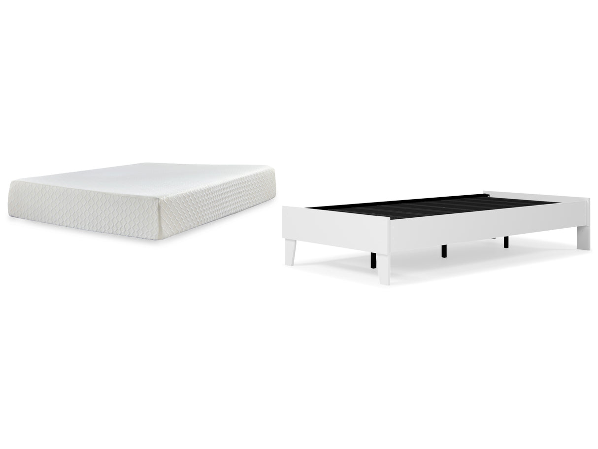 Piperton 2-Piece Twin Platform Bed with Mattress (Twin Platform Bed, Chime 12 Inch Memory Foam Twin Mattress in a Box)