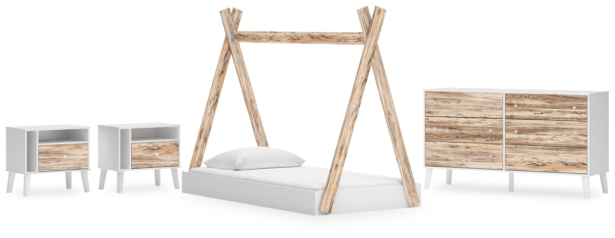 Piperton 4-Piece Twin Tent Bed with Dresser and 2 Nightstands (Twin Tent Complete Bed in Box, Dresser, Nightstand, Nightstand)