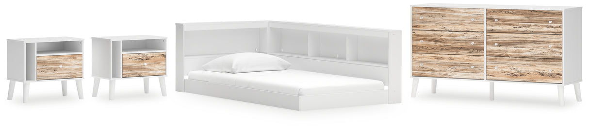 Piperton 5-Piece Twin Bookcase Storage Bed with Dresser and 2 Nightstands (Twin Bookcase Storage with End Panel, Bookcase Storage with Side Rail, Dresser, Nightstand, Nightstand)