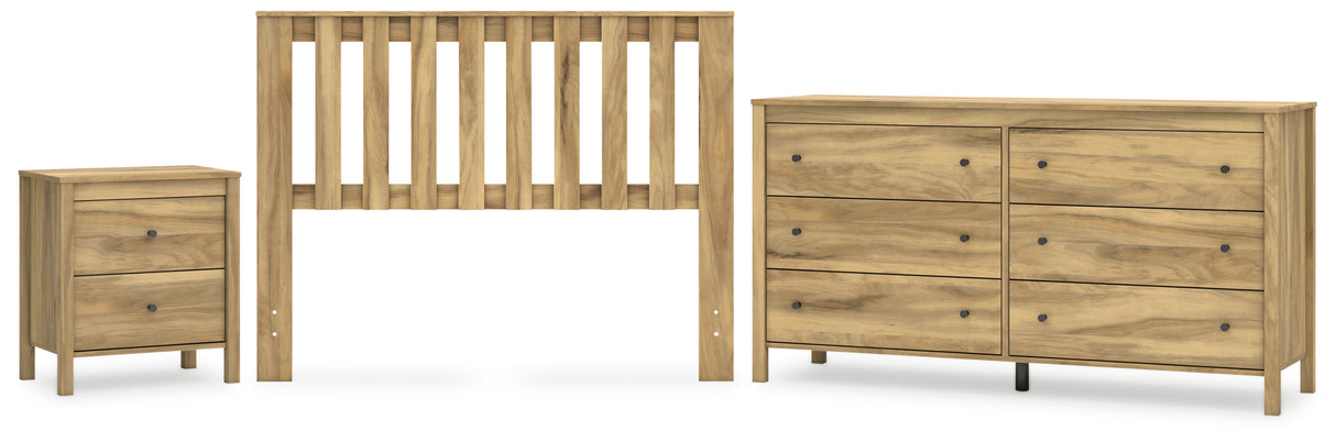 Bermacy 3-Piece Full Panel Headboard with Dresser and Nightstand (Full Panel Headboard, Dresser, Nightstand)