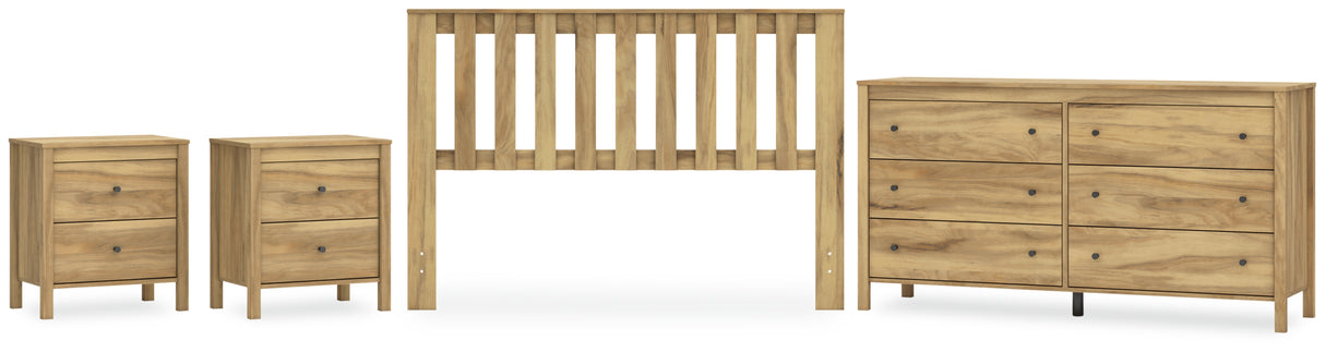 Bermacy 4-Piece Queen Panel Headboard with Dresser and 2 Nightstands (Queen Panel Headboard, Dresser, Nightstand, Nightstand)