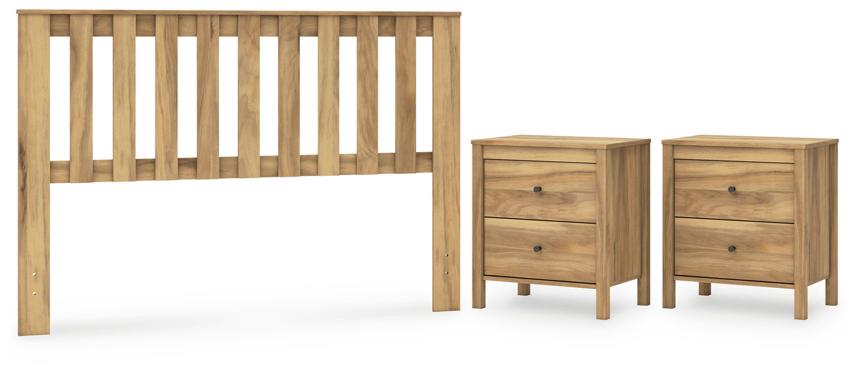 Bermacy 3-Piece Queen Panel Headboard with 2 Nightstands (Queen Panel Headboard, Nightstand, Nightstand)