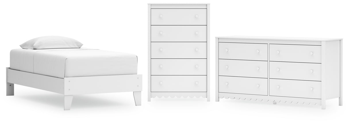 Hallityn 3-Piece Twin Platform Bed with Dresser and Chest (Twin Platform Bed, Dresser, Chest of Drawers)