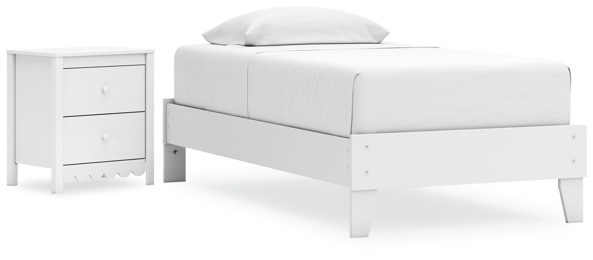 Hallityn 2-Piece Twin Platform Bed with Nightstand (Twin Platform Bed, Nightstand)