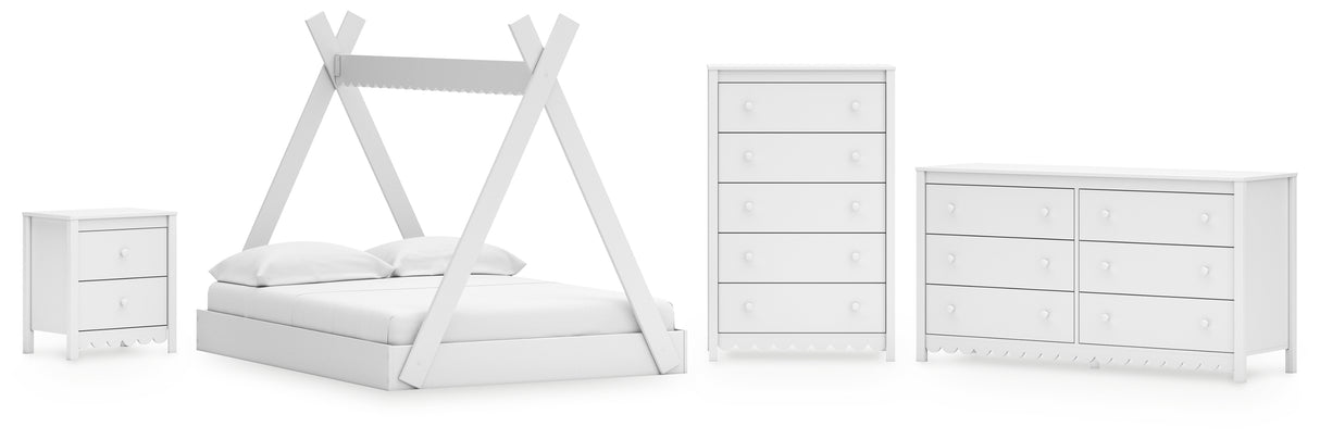 Hallityn 4-Piece Full Tent Bed with Dresser, Chest and Nightstand (Full Tent Bed, Dresser, Chest of Drawers, Nightstand)