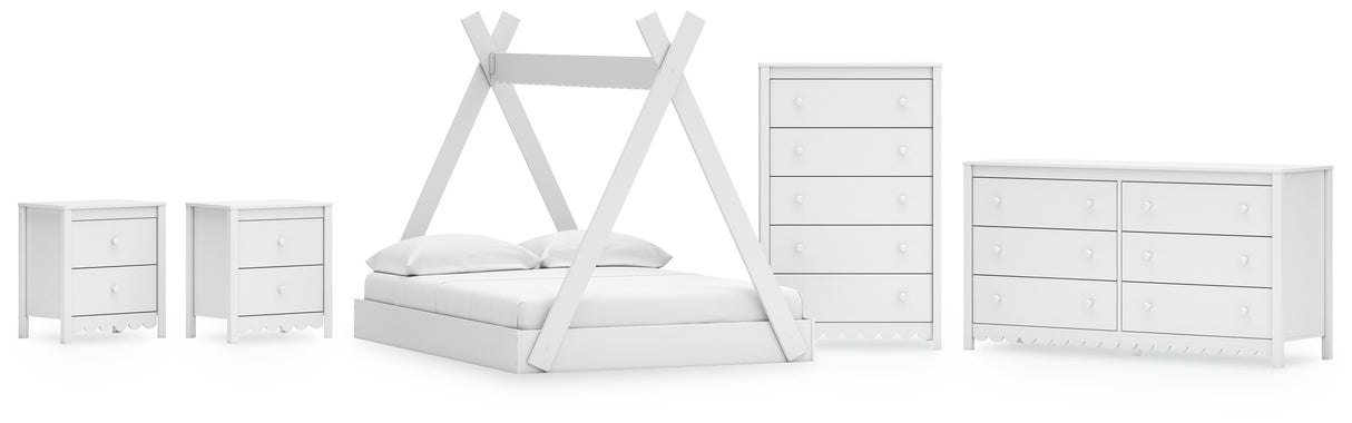 Hallityn 5-Piece Full Tent Bed with Dresser, Chest and 2 Nightstands (Full Tent Bed, Dresser, Chest of Drawers, Nightstand, Nightstand)