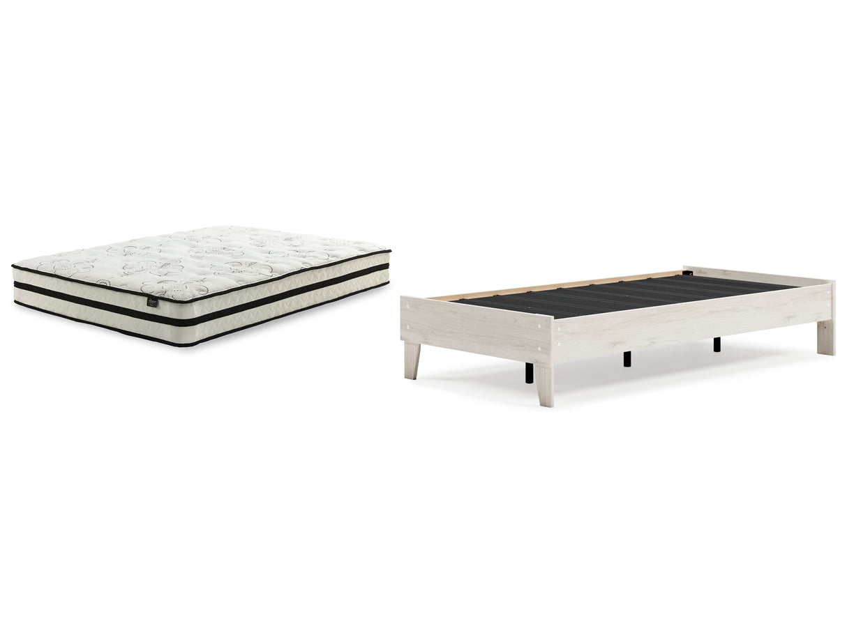 Socalle 2-Piece Twin Platform Bed with Mattress (Twin Platform Bed, Chime 10 Inch Hybrid Twin Mattress in a Box)
