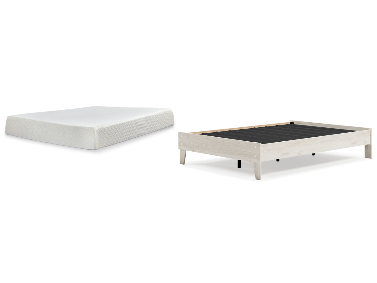 Socalle 2-Piece Full Platform Bed with Mattress (Full Platform Bed, 10 Inch Chime Memory Foam Full Mattress in a Box)