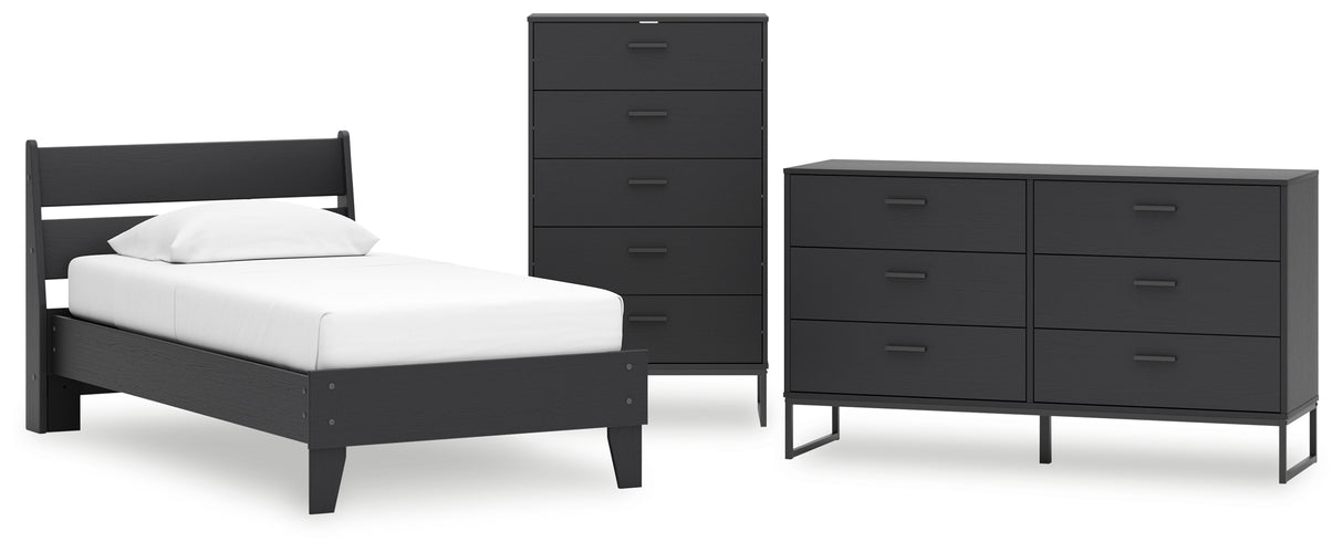Socalle 4-Piece Twin Panel Platform Bed with Dresser and Chest (Twin Platform Bed, Twin Panel Headboard, Dresser, Chest of Drawers)