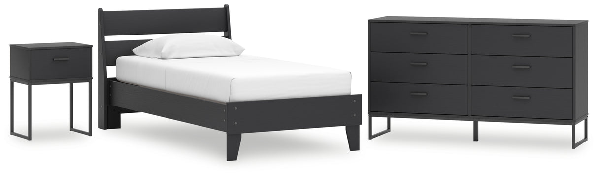 Socalle 4-Piece Twin Panel Platform Bed with Dresser and Nightstand (Twin Platform Bed, Twin Panel Headboard, Dresser, Nightstand)